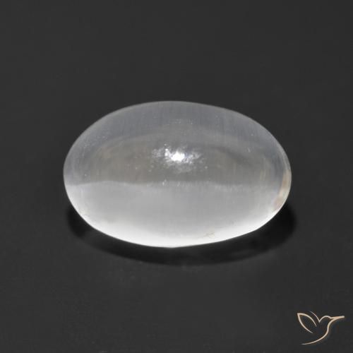1.36ct 자연스러운 하얀색 실리마나이트 고양이 눈, 타원형, 투명한
