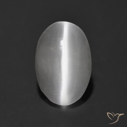 1.13ct 자연스러운 클리어 화이트 실리마나이트 고양이 눈, 타원형, 투명한