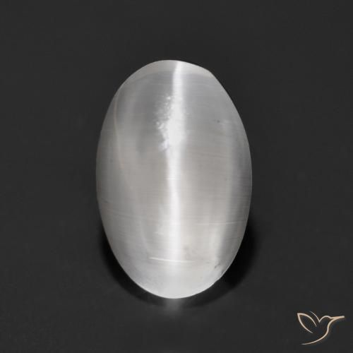 1.17ct 자연스러운 하얀색 실리마나이트 고양이 눈, 타원형, 투명한