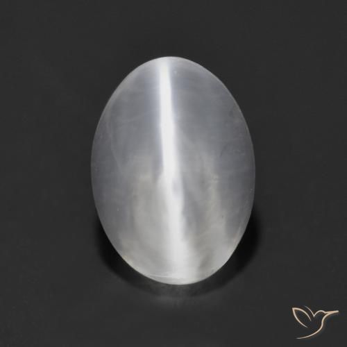 1.37ct 자연스러운 하얀색 실리마나이트 고양이 눈, 타원형, 투명한