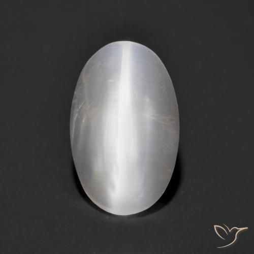 1.34ct 자연스러운 매우 밝은 회색 실리마나이트 고양이 눈, 타원형, 투명한