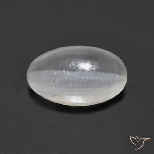 1.46ct 자연스러운 클리어 화이트 실리마나이트 고양이 눈, 타원형, 투명한