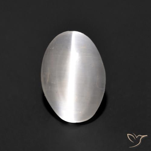 0.96ct 자연스러운 매우 밝은 회색 실리마나이트 고양이 눈, 타원형, 투명한