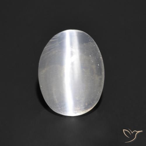 0.83ct 자연스러운 클리어 화이트 실리마나이트 고양이 눈, 타원형, 투명한