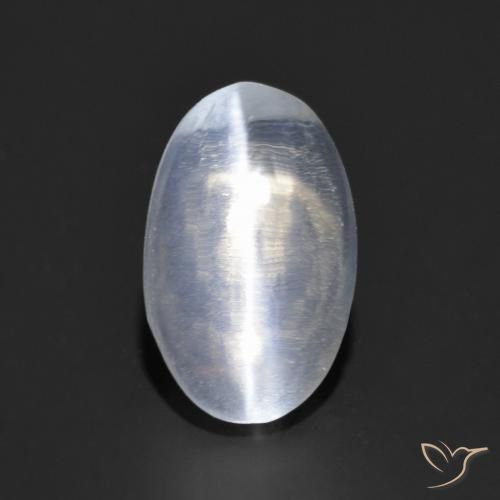 1.14ct 자연스러운 푸르스름한 흰색 실리마나이트 고양이 눈, 타원형, 투명한