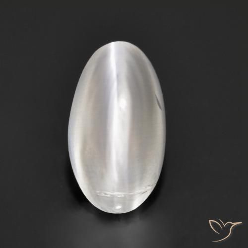 1.37ct 자연스러운 하얀색 실리마나이트 고양이 눈, 타원형, 투명한