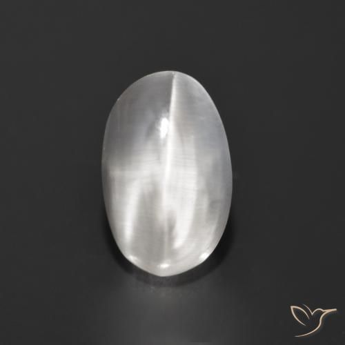 1.27ct 자연스러운 매우 밝은 회색 실리마나이트 고양이 눈, 타원형, 투명한