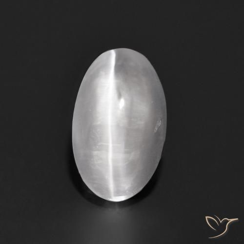 0.94ct 자연스러운 매우 밝은 회색 실리마나이트 고양이 눈, 타원형, 투명한