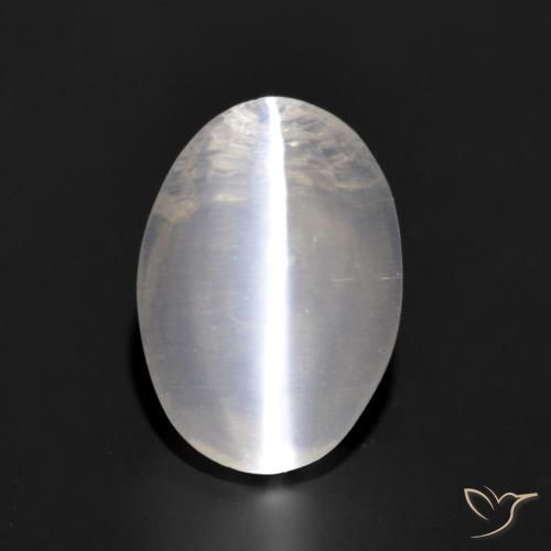 1.24ct 자연스러운 매우 밝은 회색 실리마나이트 고양이 눈, 타원형, 투명한