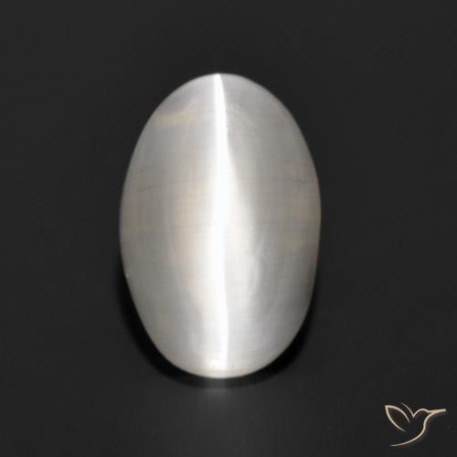 1.14ct 자연스러운 매우 밝은 회색 실리마나이트 고양이 눈, 타원형, 투명한