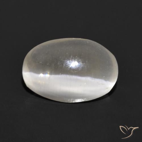1.11ct 자연스러운 매우 밝은 회색 실리마나이트 고양이 눈, 타원형, 투명한