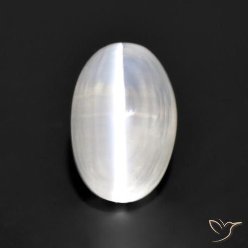 1.38ct 자연스러운 매우 밝은 회색 실리마나이트 고양이 눈, 타원형, 투명한
