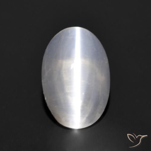 1.14ct 자연스러운 매우 밝은 회색 실리마나이트 고양이 눈, 타원형, 투명한