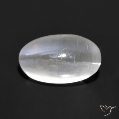 1.35ct 자연스러운 매우 밝은 회색 실리마나이트 고양이 눈, 타원형, 투명한