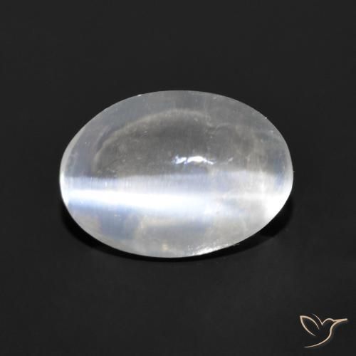 1.06ct 자연스러운 매우 밝은 회색 실리마나이트 고양이 눈, 타원형, 투명한