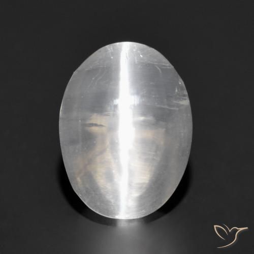 1.32ct 자연스러운 매우 밝은 회색 실리마나이트 고양이 눈, 타원형, 투명한
