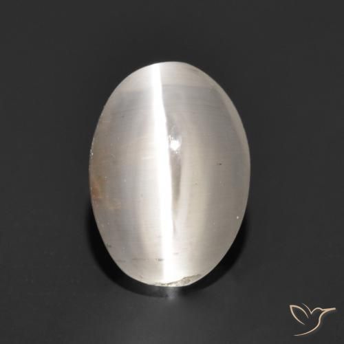 1.24ct 자연스러운 매우 밝은 회색 실리마나이트 고양이 눈, 타원형, 투명한