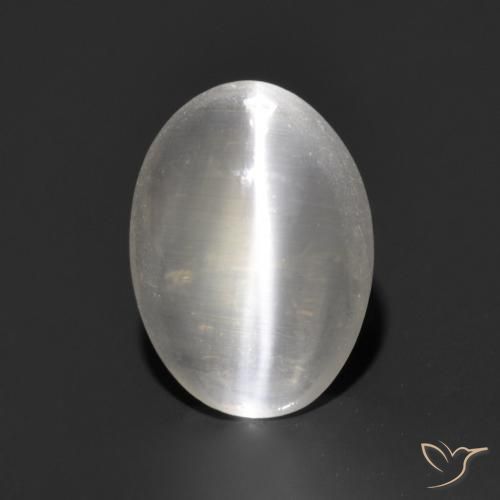 1.17ct 자연스러운 매우 밝은 회색 실리마나이트 고양이 눈, 타원형, 투명한