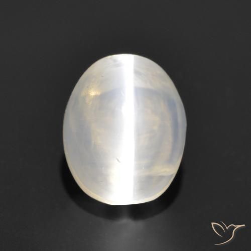 0.96ct 자연스러운 매우 밝은 회색 실리마나이트 고양이 눈, 타원형, 투명한