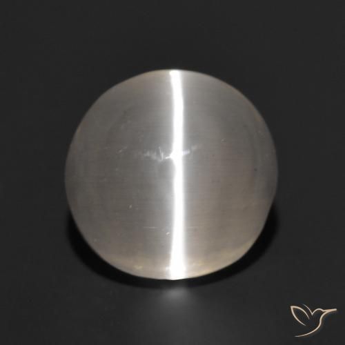 1.87ct 자연스러운 매우 밝은 회색 실리마나이트 고양이 눈, 둥근, 투명한