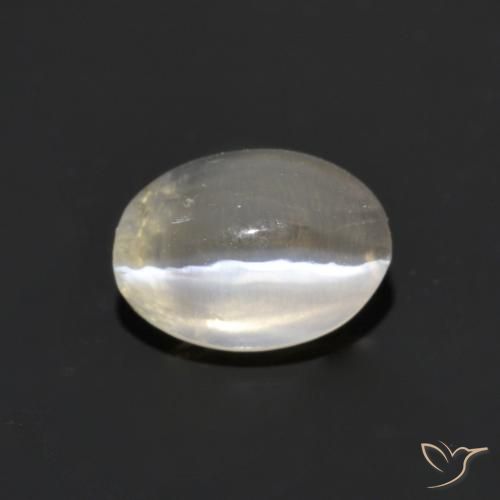 1.14ct 자연스러운 따뜻한 화이트 실리마나이트 고양이 눈, 타원형, 투명한