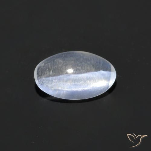 0.70ct 자연스러운 클리어 화이트 실리마나이트 고양이 눈, 타원형, 투명한