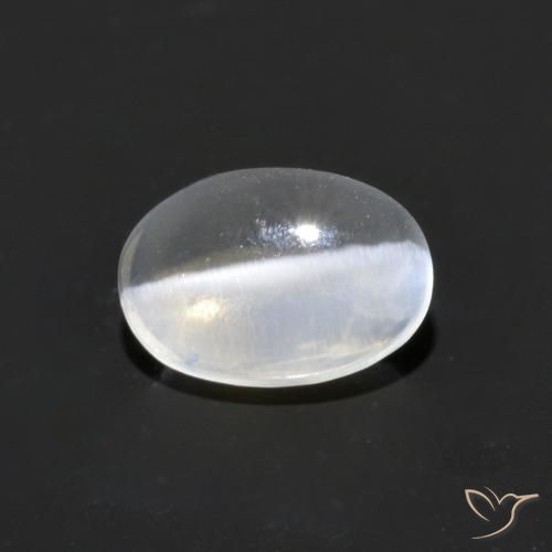 1.19ct 자연스러운 클리어 화이트 실리마나이트 고양이 눈, 타원형, 투명한