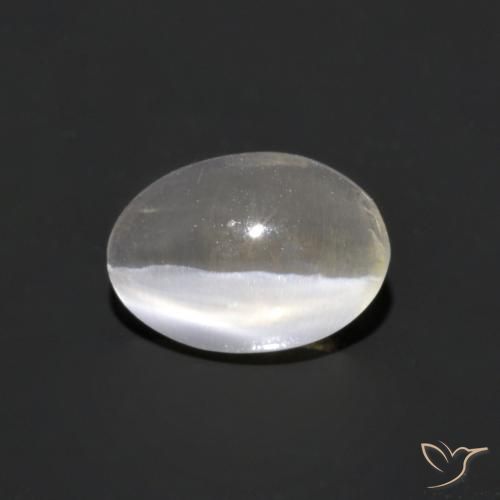 1.02ct 자연스러운 따뜻한 화이트 실리마나이트 고양이 눈, 타원형, 투명한