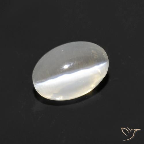 1.06ct 자연스러운 따뜻한 화이트 실리마나이트 고양이 눈, 타원형, 투명한