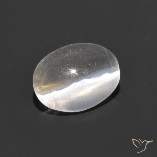 0.78ct 자연스러운 따뜻한 화이트 실리마나이트 고양이 눈, 타원형, 투명한