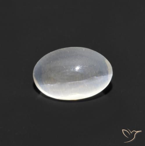 0.88ct 자연스러운 클리어 화이트 실리마나이트 고양이 눈, 타원형, 투명한