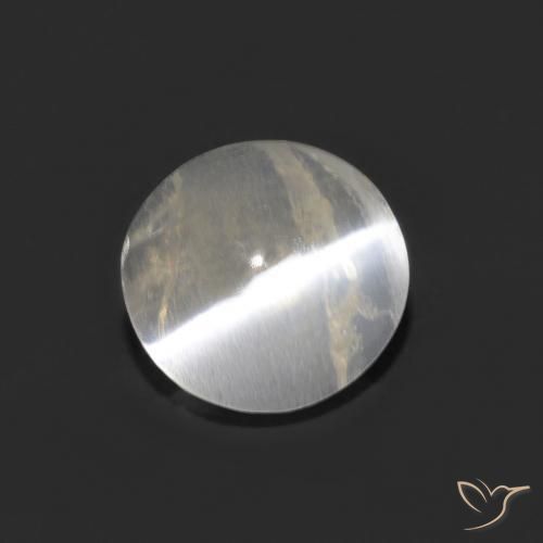 1.01ct 자연스러운 따뜻한 화이트 실리마나이트 고양이 눈, 타원형, 투명한