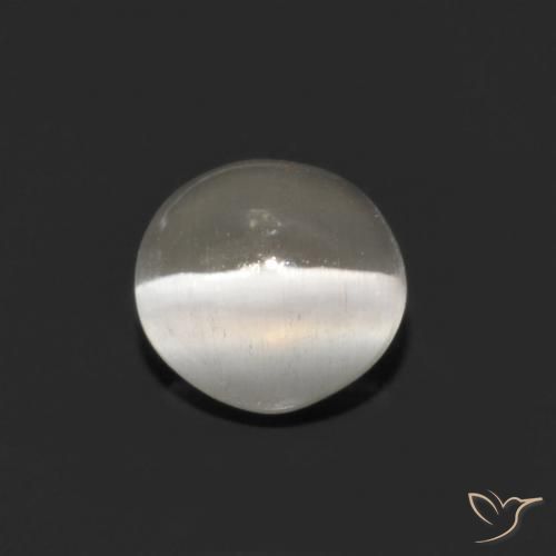 0.79ct 자연스러운 따뜻한 화이트 실리마나이트 고양이 눈, 타원형, 투명한