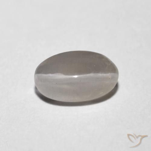 1.06ct 자연스러운 매우 밝은 회색 실리마나이트 고양이 눈, 타원형, 투명한
