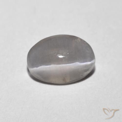 0.73ct 자연스러운 매우 밝은 회색 실리마나이트 고양이 눈, 타원형, 투명한