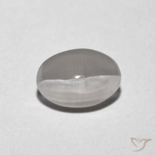 1.18ct 자연스러운 매우 밝은 회색 실리마나이트 고양이 눈, 타원형, 투명한
