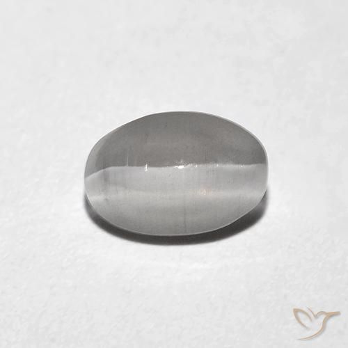 0.85ct 자연스러운 매우 밝은 회색 실리마나이트 고양이 눈, 타원형, 투명한