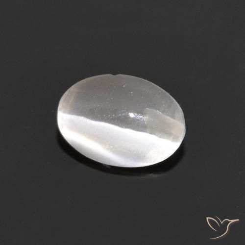 0.98ct 자연스러운 매우 밝은 회색 실리마나이트 고양이 눈, 타원형, 투명한
