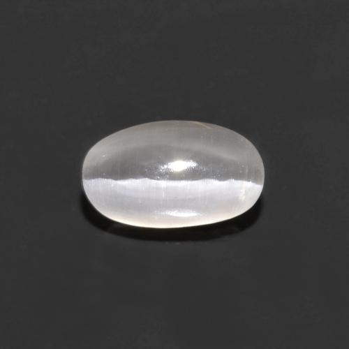 0.76캐럿 천연 매우 밝은 회색 Sillimanite Cat's Eye, 타원형 컷, 6.1×3.6 mm, 투명한