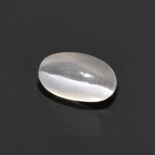 0.76캐럿 천연 매우 밝은 회색 Sillimanite Cat's Eye, 타원형 컷, 6.1×3.6 mm, 투명한