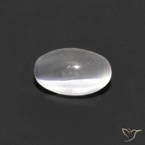 0.81ct 자연스러운 매우 밝은 회색 실리마나이트 고양이 눈, 타원형, 투명한