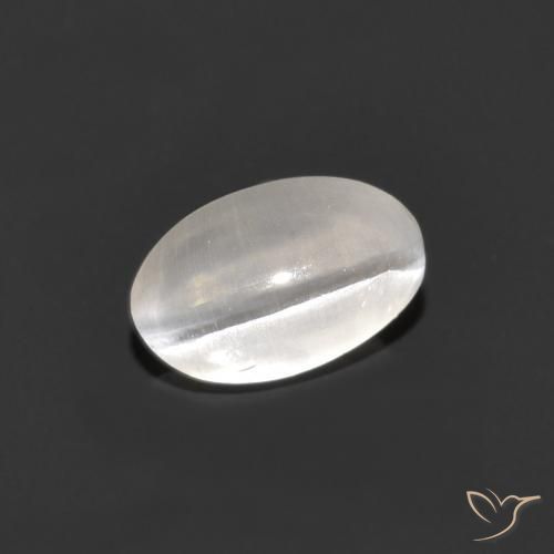 0.84ct 자연스러운 매우 밝은 회색 실리마나이트 고양이 눈, 타원형, 투명한
