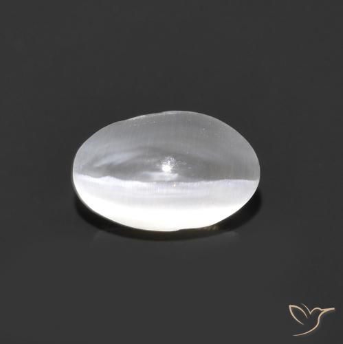 0.90ct 자연스러운 매우 밝은 회색 실리마나이트 고양이 눈, 타원형, 투명한