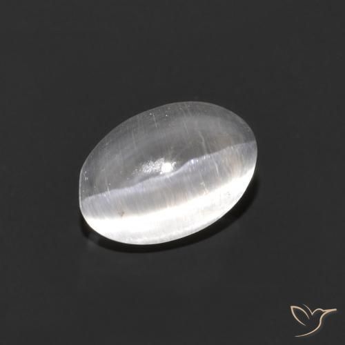 0.84ct 자연스러운 매우 밝은 회색 실리마나이트 고양이 눈, 타원형, 투명한