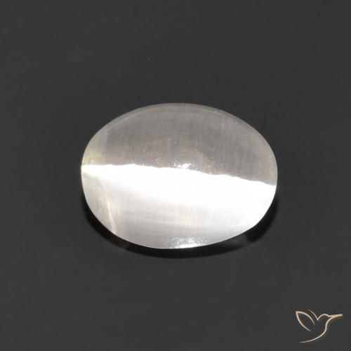 1.15ct 자연스러운 매우 밝은 회색 실리마나이트 고양이 눈, 타원형, 투명한