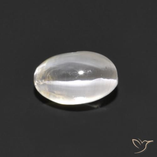 1.06ct 자연스러운 매우 밝은 회색 실리마나이트 고양이 눈, 타원형, 투명한