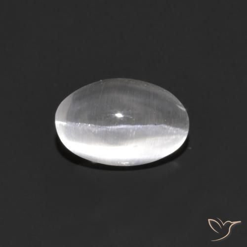 0.95ct 자연스러운 매우 밝은 회색 실리마나이트 고양이 눈, 타원형, 투명한