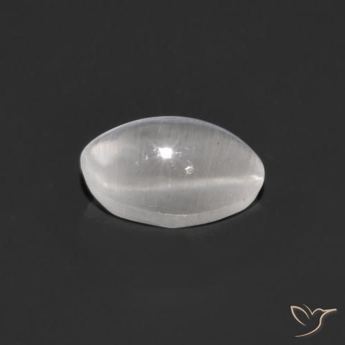 0.95캐럿 천연 매우 밝은 회색 실리마나이트 고양이 눈, 타원형, 투명한