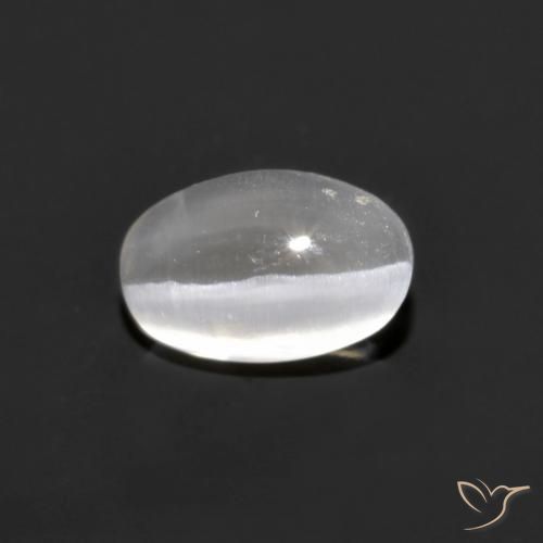 0.77ct 자연스러운 매우 밝은 회색 실리마나이트 고양이 눈, 타원형, 불투명체