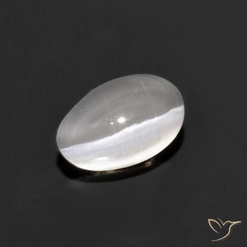 1.14ct 자연스러운 매우 밝은 회색 실리마나이트 고양이 눈, 타원형, 투명한